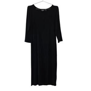 Travelers by Chicos Midi Dress Black Solid Womens Size M Knit Stretch